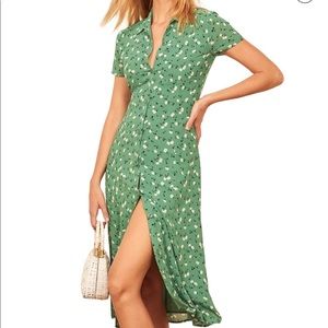 Reformation Green Florals Dress!